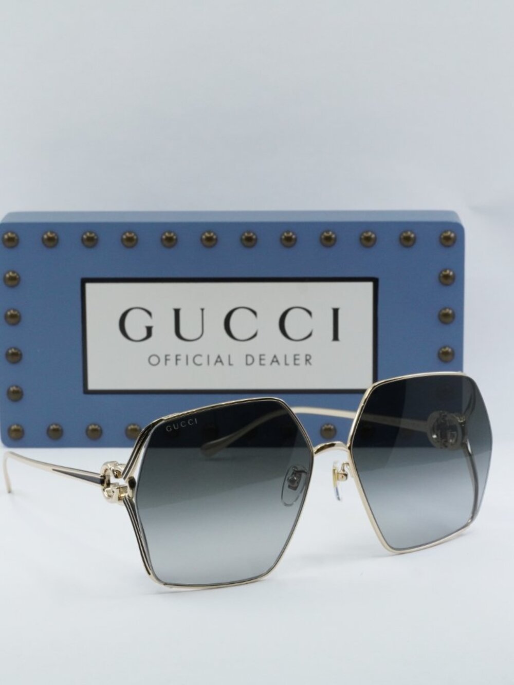 Gucci GG1322SA 001 Square Sunglasses - Gold/Grey Gradient - Picture 10 of 11